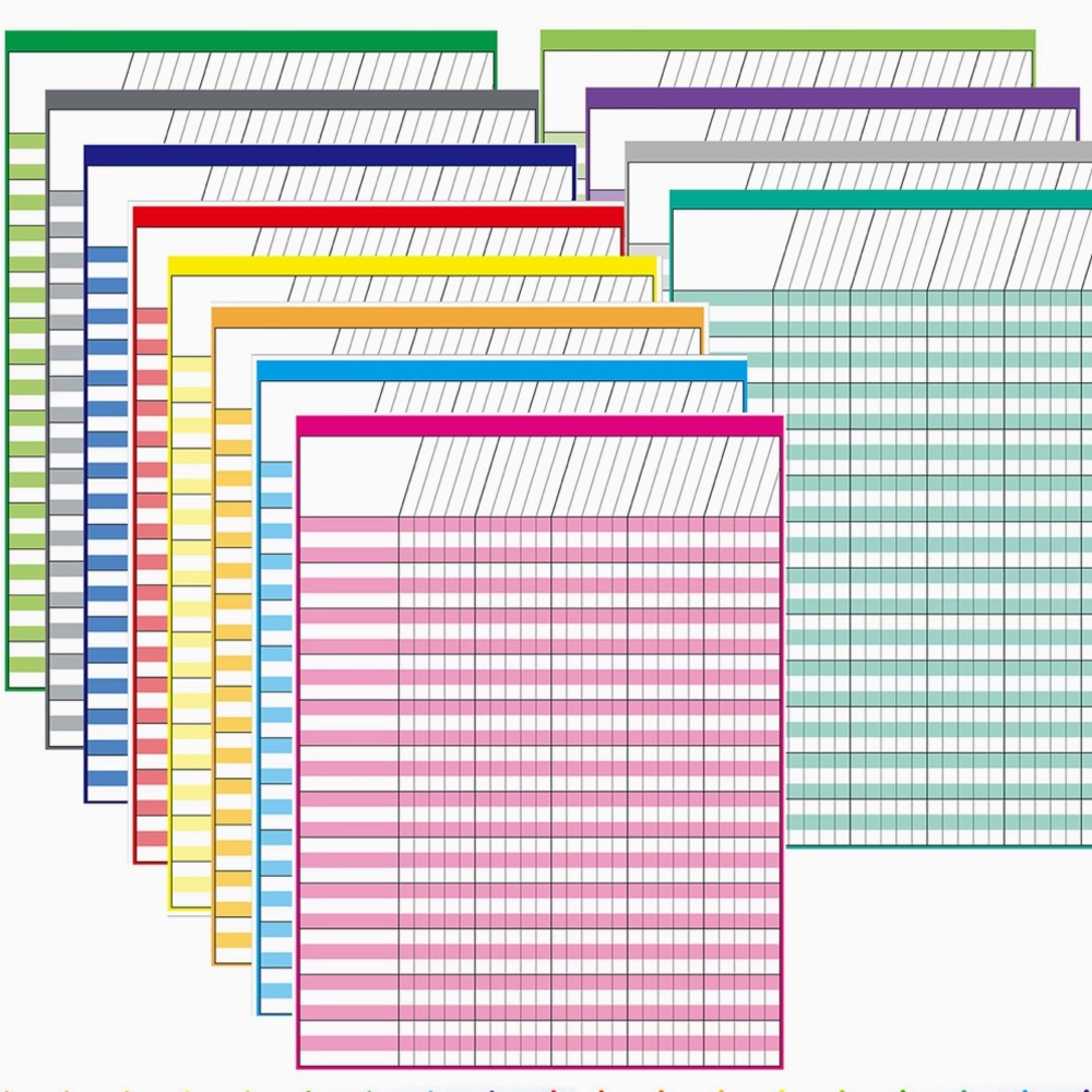 NWT YOUNGEVER 12 PACK MULTI COLOR LAMINATED DRY ERASE INCENTIVE CHART 17x22